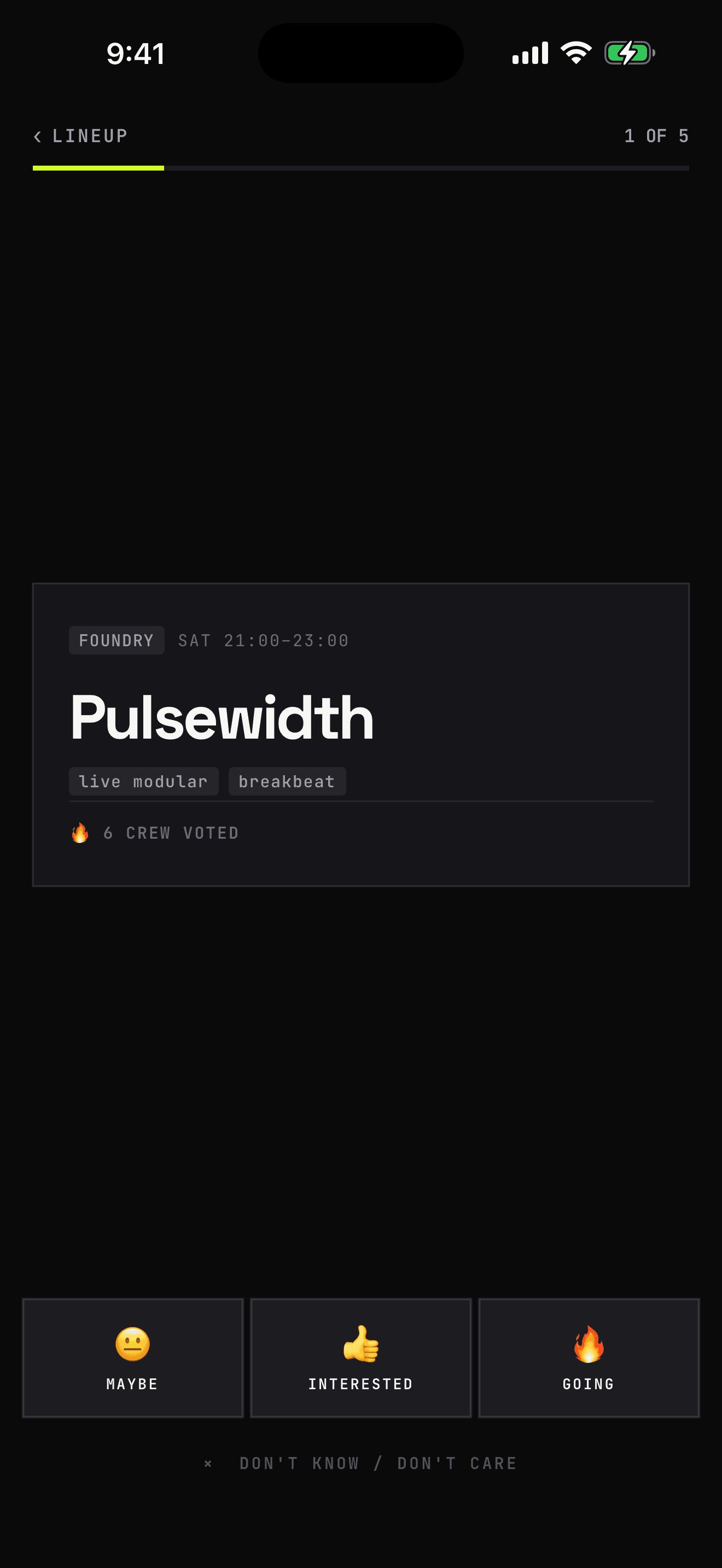 Crew VOTE screen